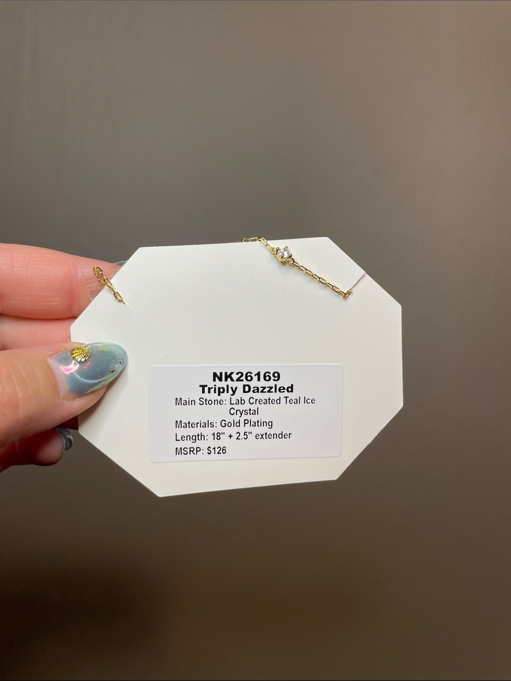 Bomb Party "Triply Dazzled" Teal Ice Crystal on Gold Plating $126 MSRP - Picture 2 of 6